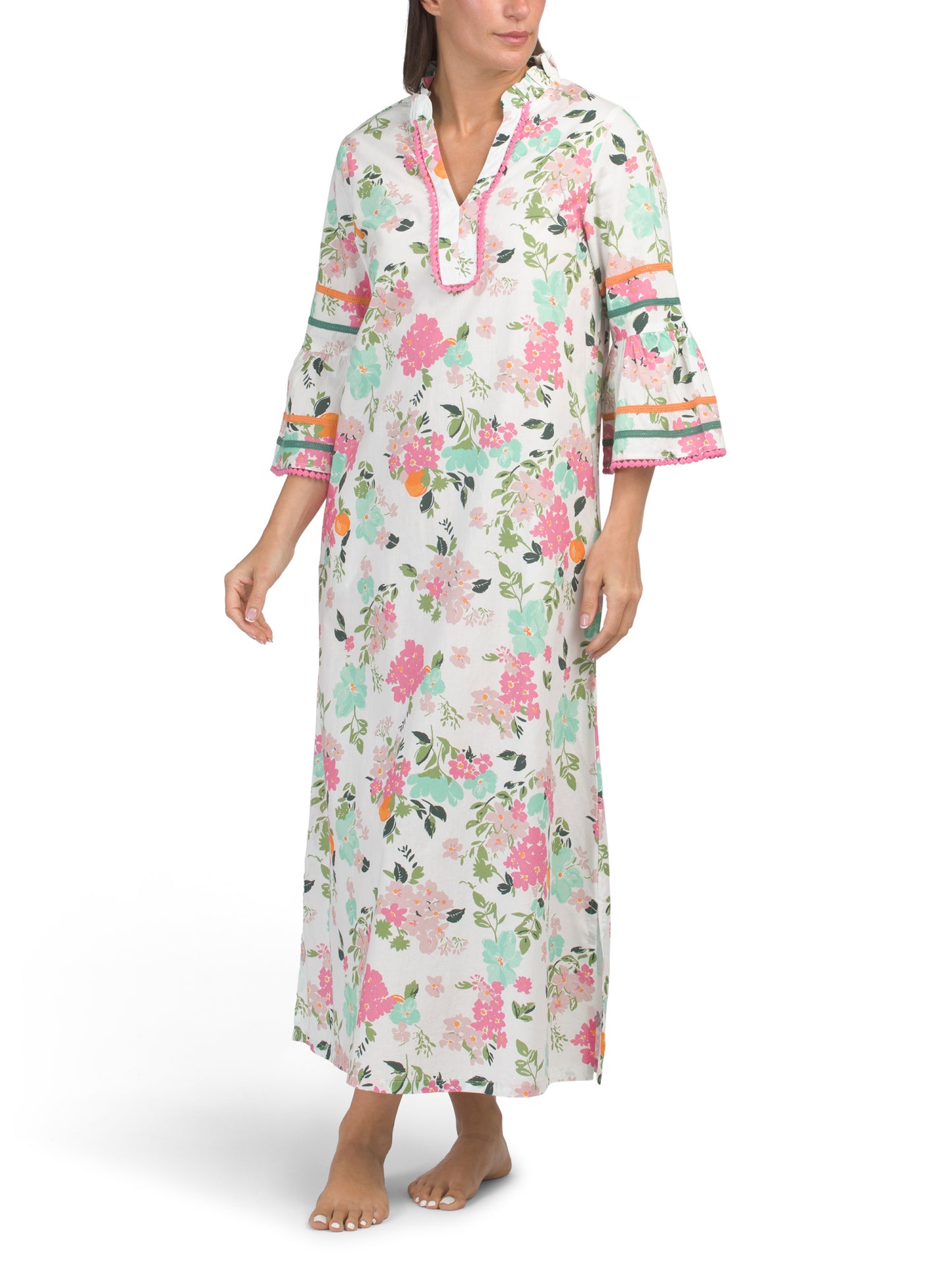 SAATVIK Pambıq Yay Çiçəkləri Kaftan