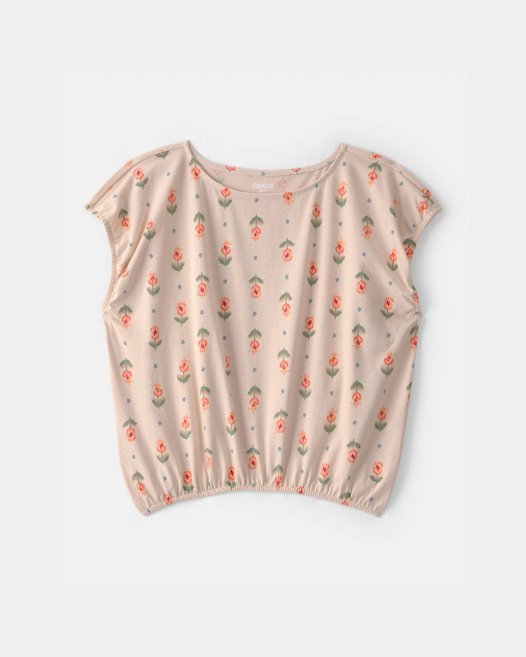 OshKosh B'gosh Qız Çiçəkli Qısa Qollu Bluzka - Bej
