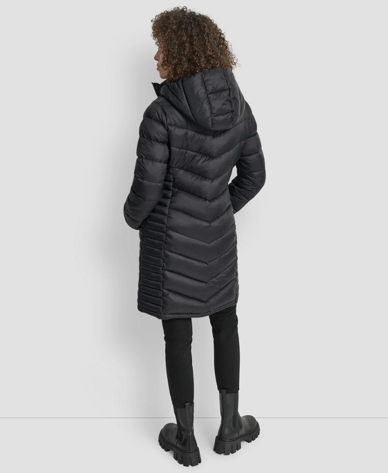 DKNY Qadın Fermuarlı Uzun Palto