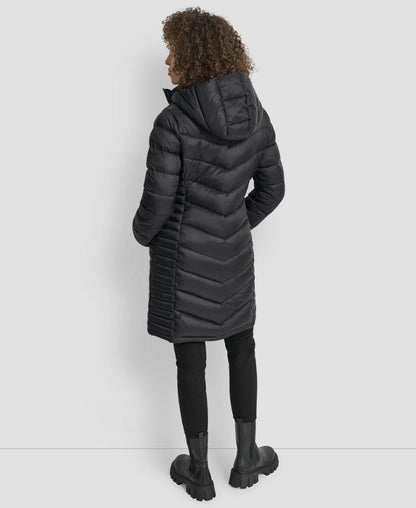 DKNY Qadın Fermuarlı Uzun Palto