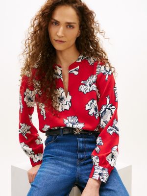 Tommy Hilfiger Çiçəkli Naxış Krep Kazağı, Əsas Qırmızı