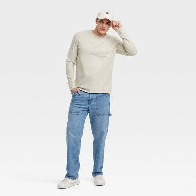 Goodfellow & Co Kişi Vintage Uzun Tərəvəz Cibli Köynək Açıq Bej