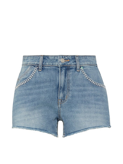 PINK Denim Yüksək Bel A-Line Qısa Şalvar