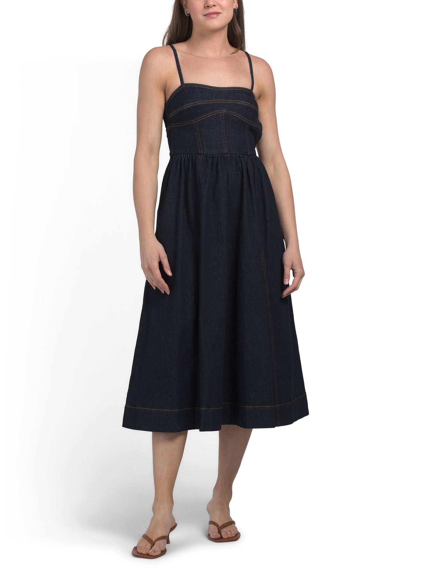 Denim Korset Midi Geyim