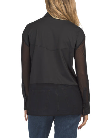 Abriana Mesh və Jersey Toxunuş Panelli Şacket