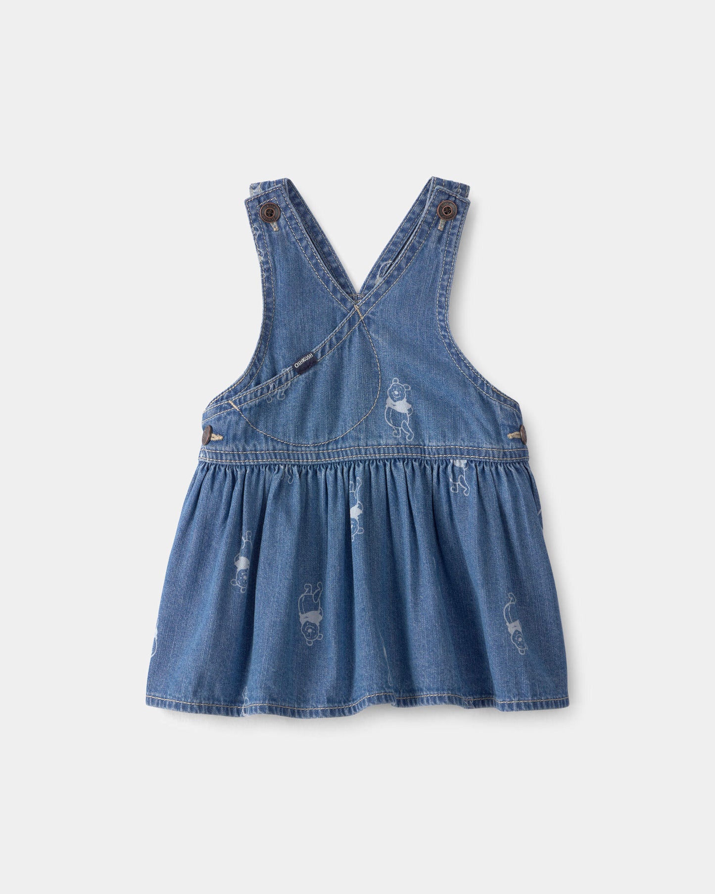 Carter's Qız Uşaq Disney© Winnie the Pooh Denim Sarğılı Etek Kombinezon - Açıq Yıkama