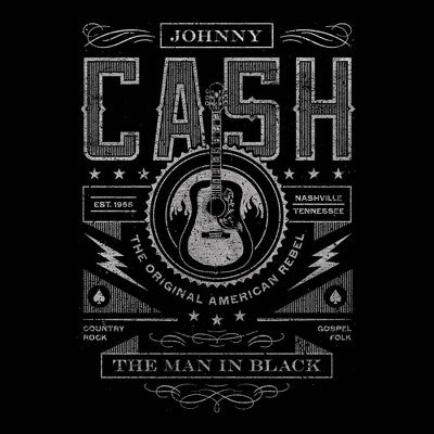 Merch Traffic Kişi Johnny Cash Qısa Tənli Crewneck T-Shirt - Qara