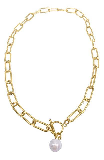 Adornia 18K Qızılı Kaplanmış 7–8mm Tatlı Su İnci Kağız Klips Toggle Qolaç