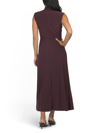 TAYLOR Yan Drapajlı Mock Neck Midi Geyim