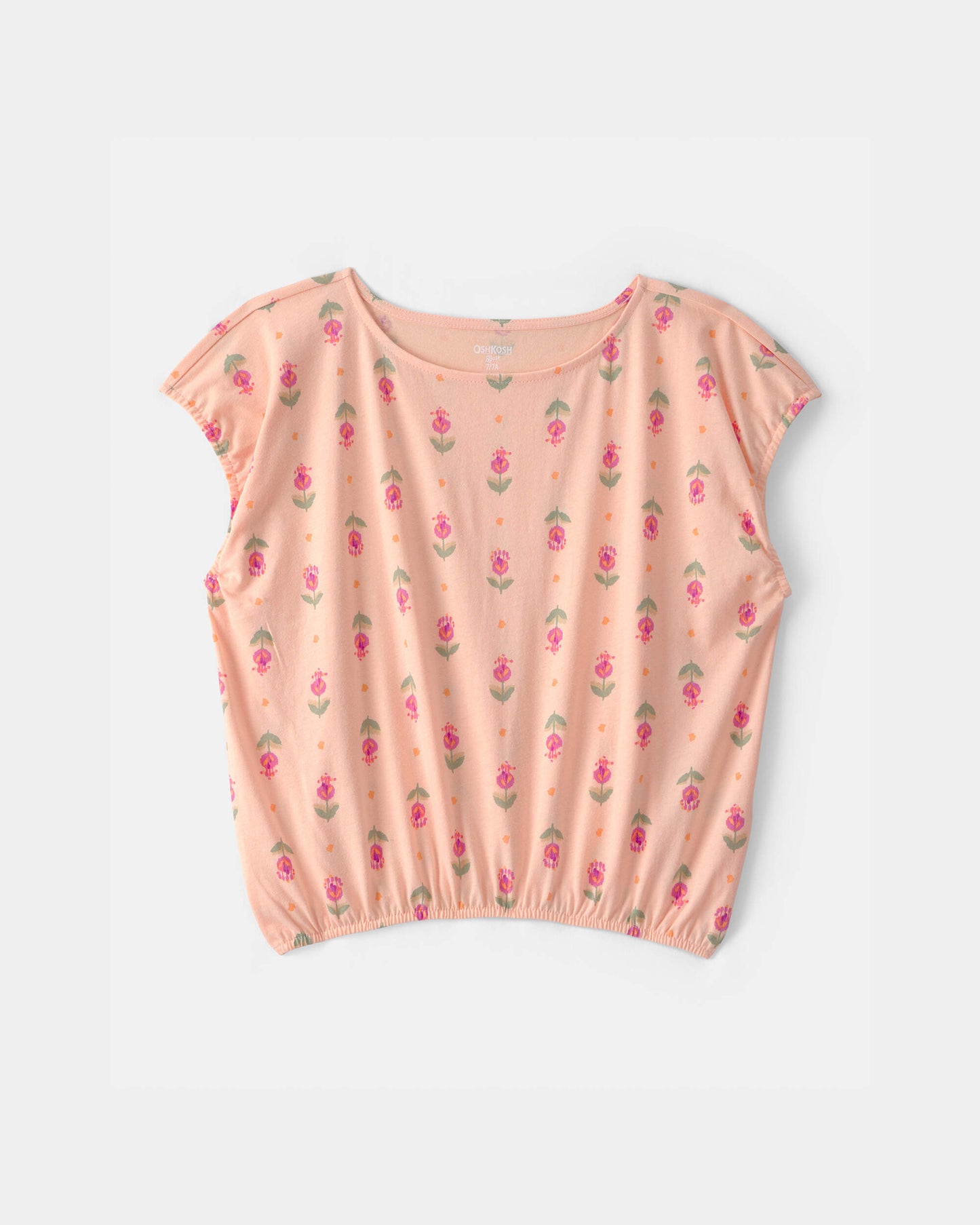 Carter's Qız Çiçəkli Qısa Səbətli Bluzka - Şəftəli