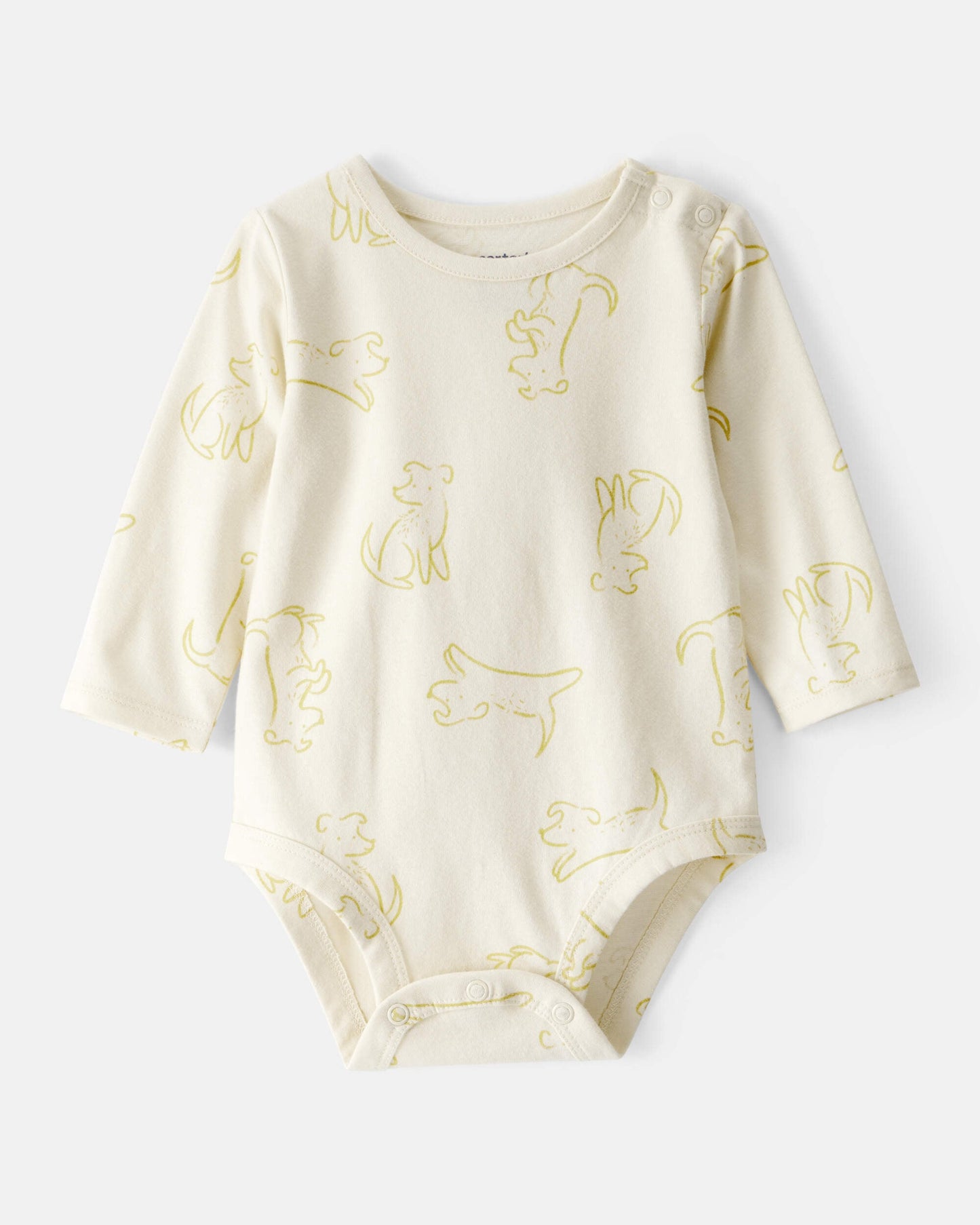 Carter's Uşaq Oğlan Köpək Çapı Pamuk Uzun Tək Bodysuit - Fil Dişi