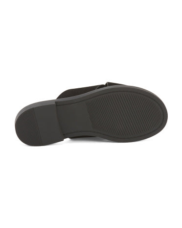 VIVI BLU Leather Blossom Slide Sandals