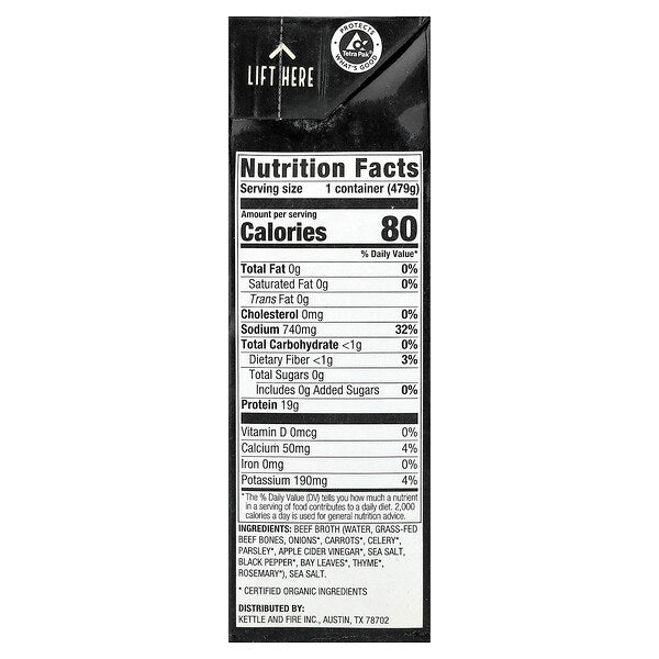 Kettle Fire Bone Broth Klassik Sığır Eti 16.9 oz 479 q
