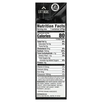 Kettle Fire Bone Broth Klassik Sığır Eti 16.9 oz 479 q