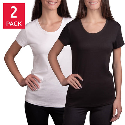 Kirkland Signature Qadın Scoop Boyunlu Pima Pambığı Futbolka, 2-Pack, Mavi