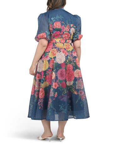 DALIA MACPHEE Plus Tie Neck Floral Maxi Geyimi