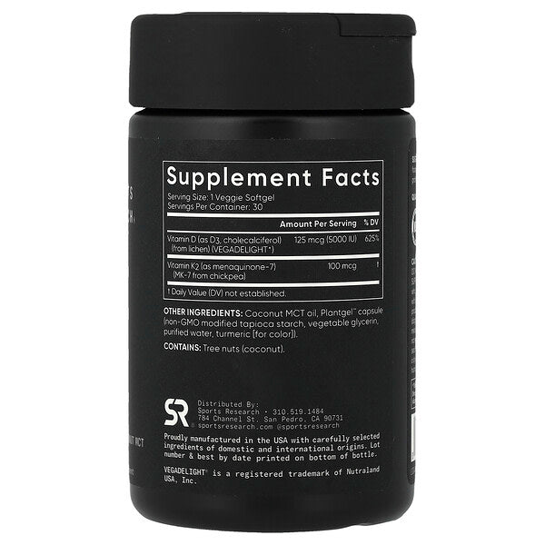 Sports Research D3 K2 Bitki Əsaslı 30 Veq Softgel