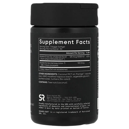 Sports Research D3 K2 Bitki Əsaslı 30 Veq Softgel
