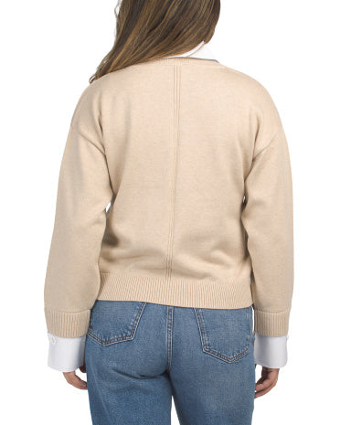 DEREK LAM 10 CROSBY Cashmere Blend Rida Qarışıq Materiallar Svitər