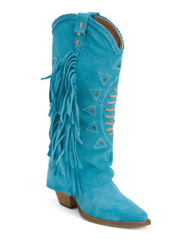 DINGO Meksikada Hazırlanmış Süet Fringe Spirit Trail Çəkmələri