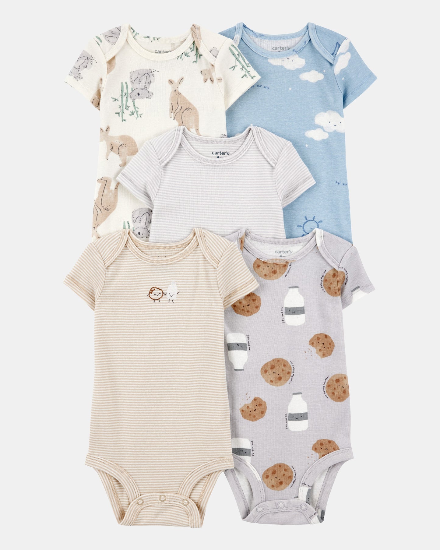 Carter's Oğlan 5-Pack Kangaroo Cloud Qısa Tərəvəzli Body