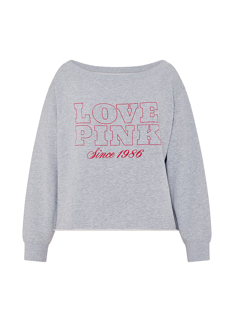 PINK Campus Fleece™ Rib Çiyin Üstündən Açıq Sweatshirt