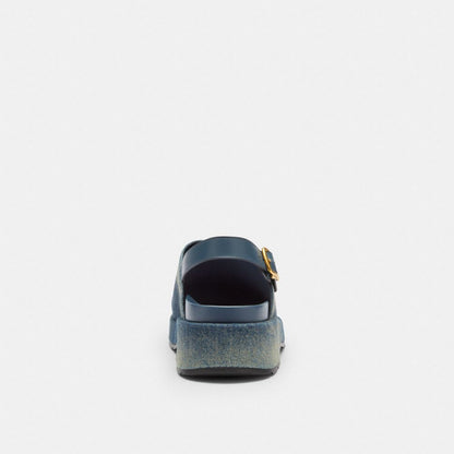 Coach Sculpted C Platform Clog In Loved Denim