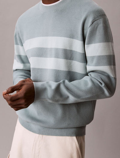 Calvin Klein Tech Knit Stripe Sweater Texturlu Çizgi Pulover