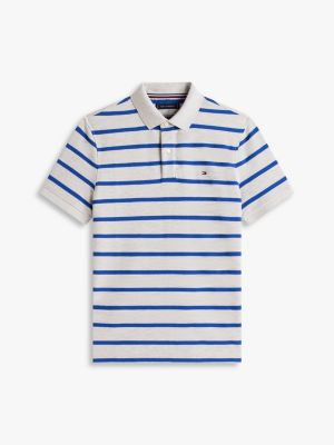 Tommy Hilfiger Adi Oturan Zolaqli Tənəffüs Polosu, Boz Buludlu/Mavi Zolaq