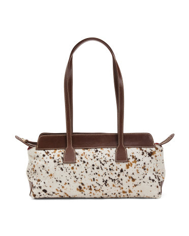 CAVALCANTI Made In Italy Small Haircalf Cow Print East West Satchel