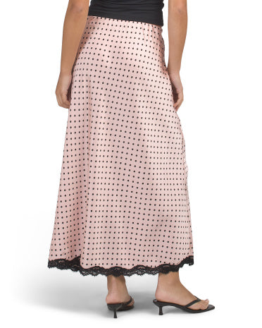 JAPNA Dantel Kenarli Satin Midi Ətək