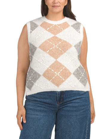 ENGLISH FACTORY Plus Argyle Toxumalı Jilet