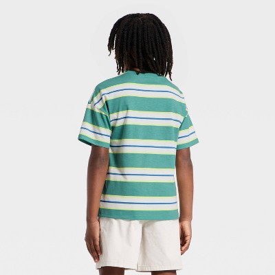 Cat & Jack Oğlan Qısa Kollu Çizgili Oversize T-Shirt Boz/Ağ M