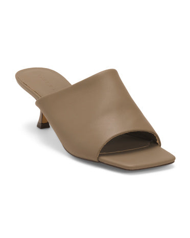 YOSI SAMRA Leather Wren Kvadrat Açıq Bud Kitten Topuqlu Muller