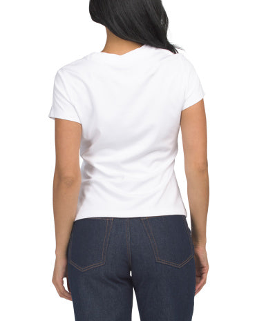 Qısa Kollu Ponte Trikotaj Crew Neck Tee