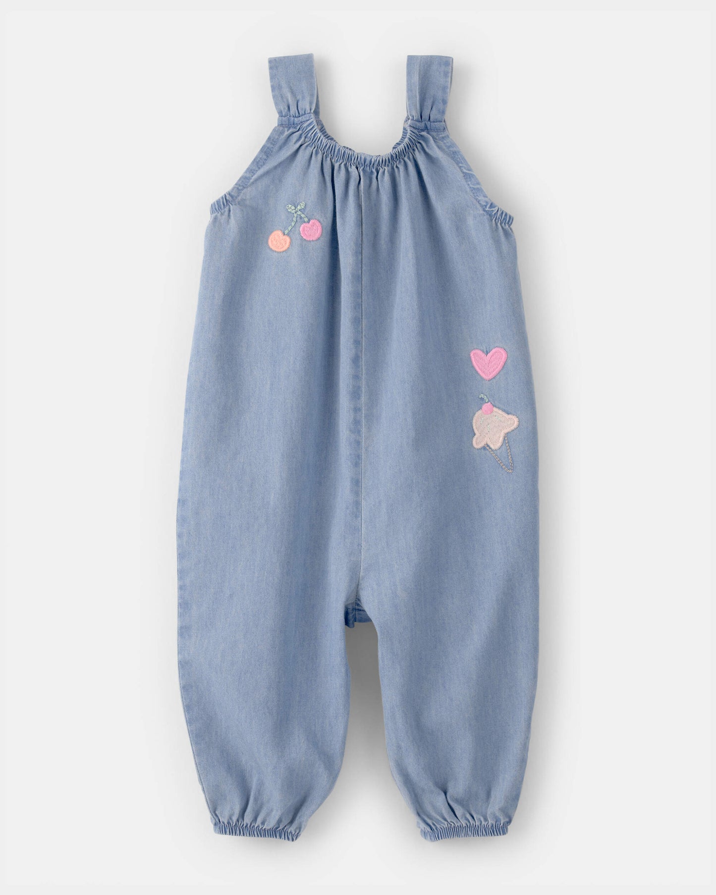 Carter's Uşaq Qız Nakışlı Chambray Kolsuz Tulumü - Mavi
