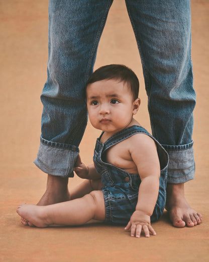 Carter's Uşaq Çizgili Denim Qısa Kombinezon - Tünd Yuma