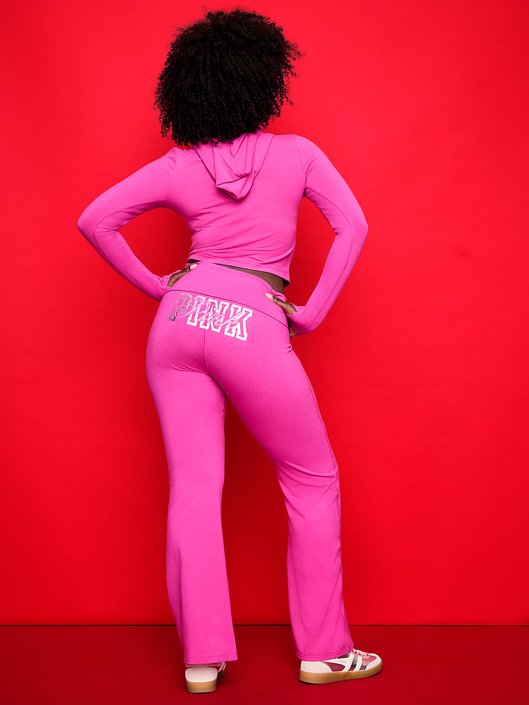 PINK All-Day Cotton™ Foldover Flare Leggings