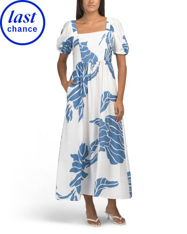 MSK Puff Sleeve Placed Floral Maxi Geyim