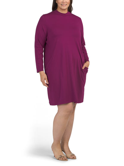 Plus Stretch Jersey Knit Mock Neck Geyimi