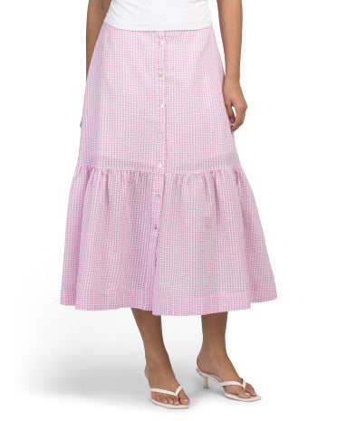 4OURDREAMERS Pambıq Qarışımlı Checkered Midi Ətək