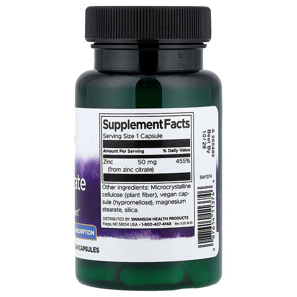 Swanson Vitamins Zinc Sitrat 50 Mg 60 Kapsul
