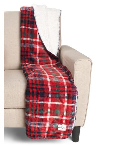 January Plaid Plush Sherpa Reversible Throw
