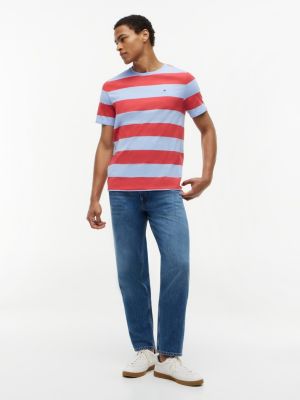 Tommy Hilfiger Rugby Stripe Köynək, Vintage Qırmızı/Açıq Mavi Zolaq