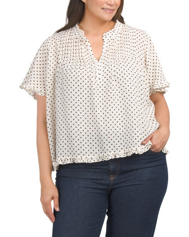 ROSE &amp; OLIVE Plus Pintuck Ruffle Sleeve Bluzka