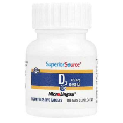 Superior Source D3 125 Mcg 5000 IU 100 Mikrodil Anında Eriyen Tabletlər
