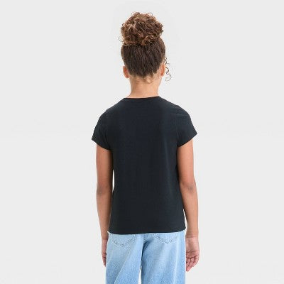 Cat & Jack Qız Qısa Tərəvətli Təmiz Rəngli T-Shirt Açıq Nəna Yaşılı L Plus