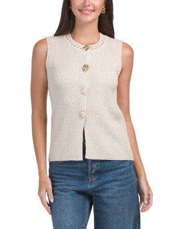 GEMMA+ JANE Qızılı Ton Düyməli Sweater Jilet