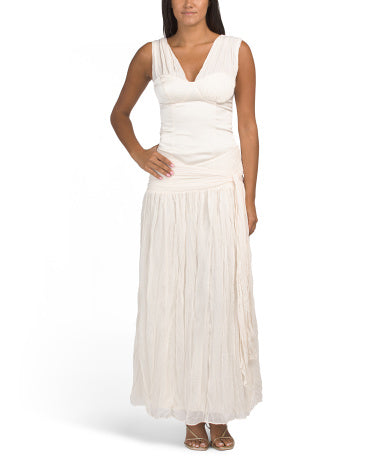 SELFIE LESLIE Keia Crepe Chiffon Bir Çipdən Maxi Geyim