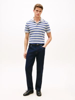 Tommy Hilfiger Adi Oturan Zolaqli Tənəffüs Polosu, Boz Buludlu/Mavi Zolaq
